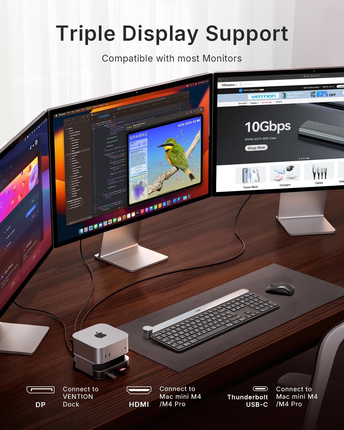 Thumbnail 3 de Vention Dock 10-in-1 per Mac Mini 240 Hz