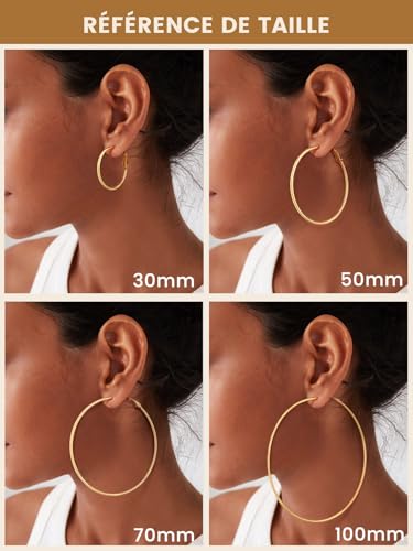 Thumbnail 6 de GoldChic Créole Plaqué Or Femme 70 mm — Boucles d’oreilles créoles en acier inoxydable doré