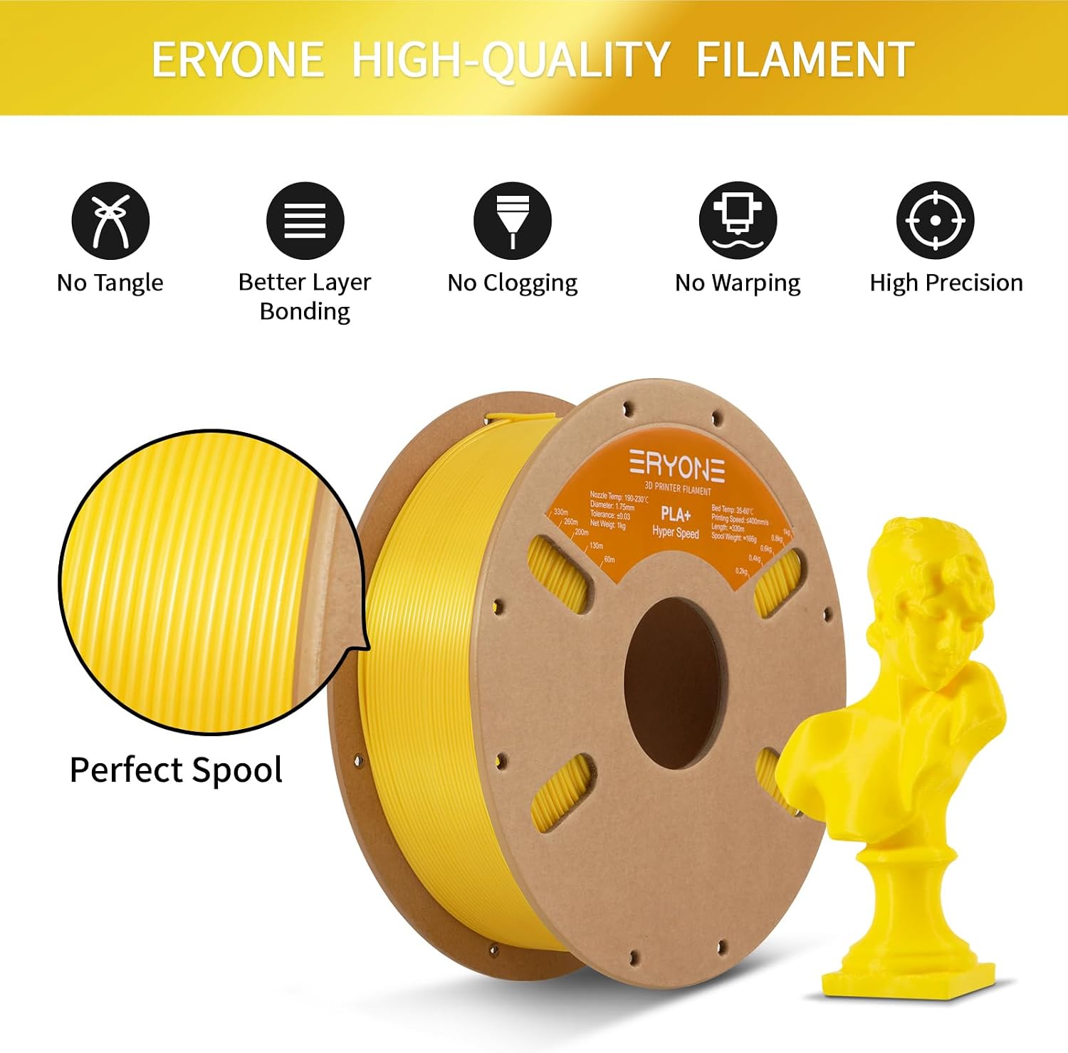 Thumbnail 4 de ERYONE High Speed PLA+ geel 3D-filament, 1,75 mm, 1 kg