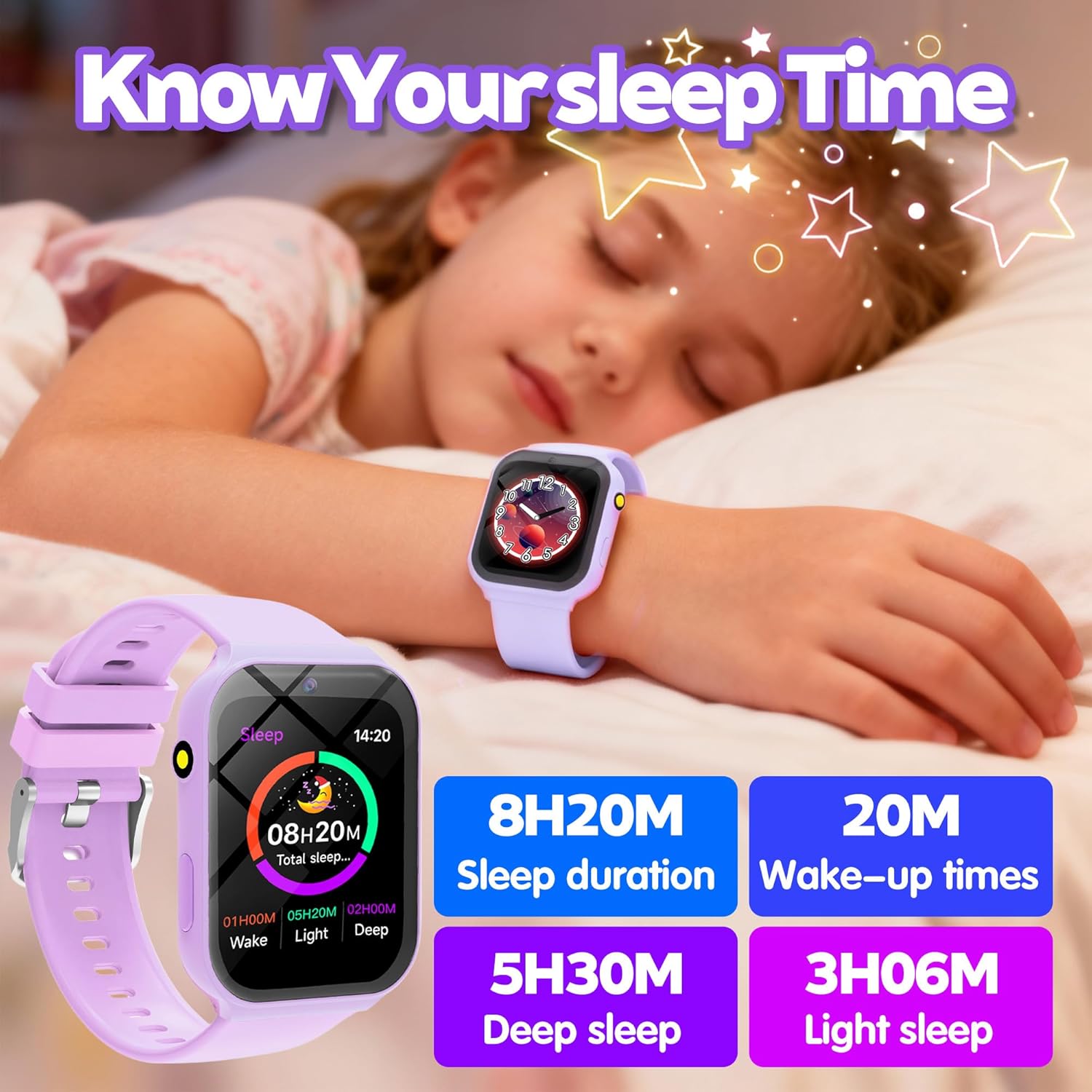 Detalle de Kids Smart Watch for Girls & Boys: A practical first smartwatch with 1.83" display, 18 games and health tracking