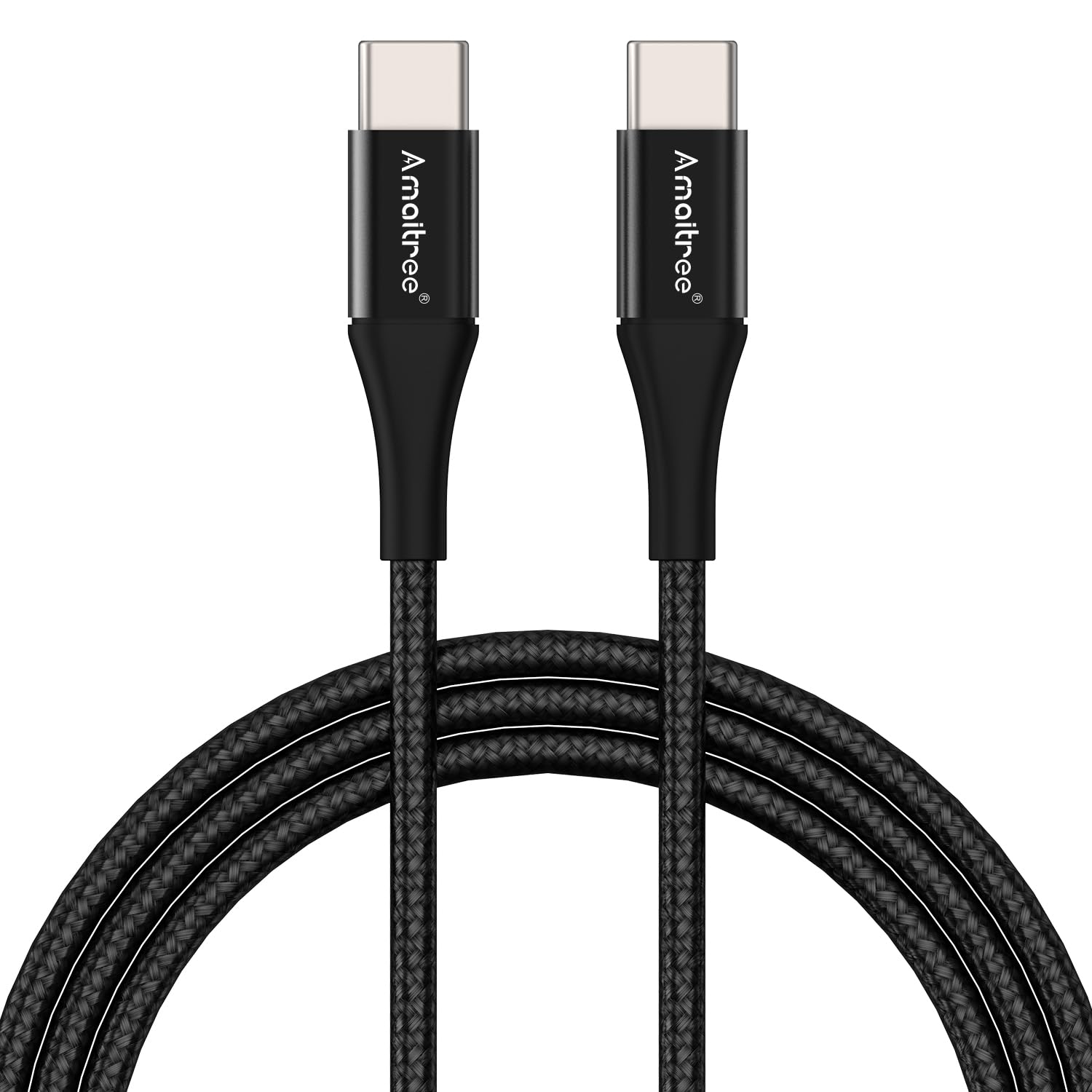 Detalle de Amaitree USB C to USB C Cable (4 ft, 3A, 60W) – Ultra-Durable Nylon Braided Type-C Link for iPhone, Galaxy, iPad Pro, and More