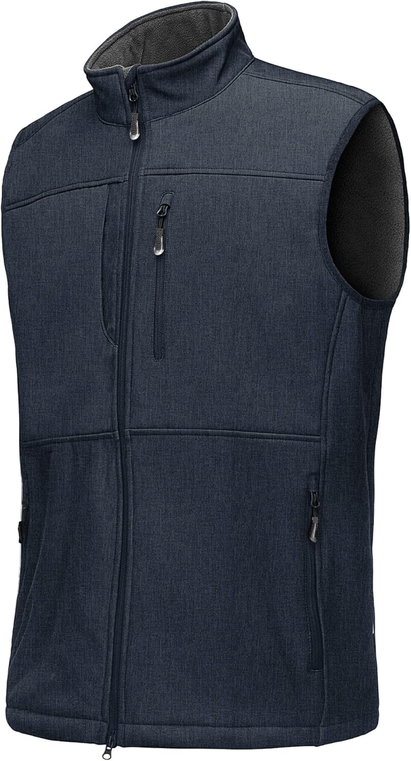 33,000ft Men's Softshell Gilet: Windproof Fleece-Lined Utility Vest for Leisure, Golf and Travel