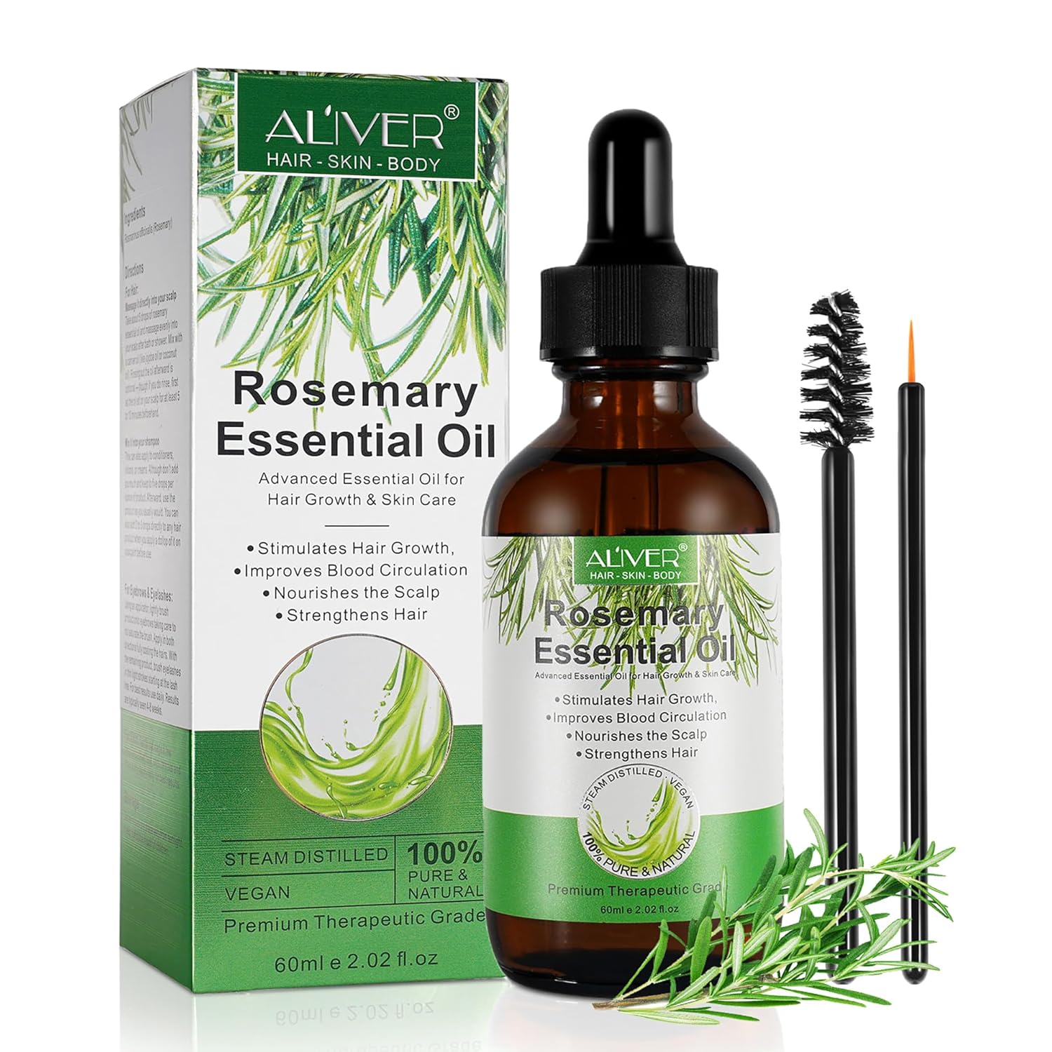 Detalle de ALIVER Rosmarinöl 60ml für Haare