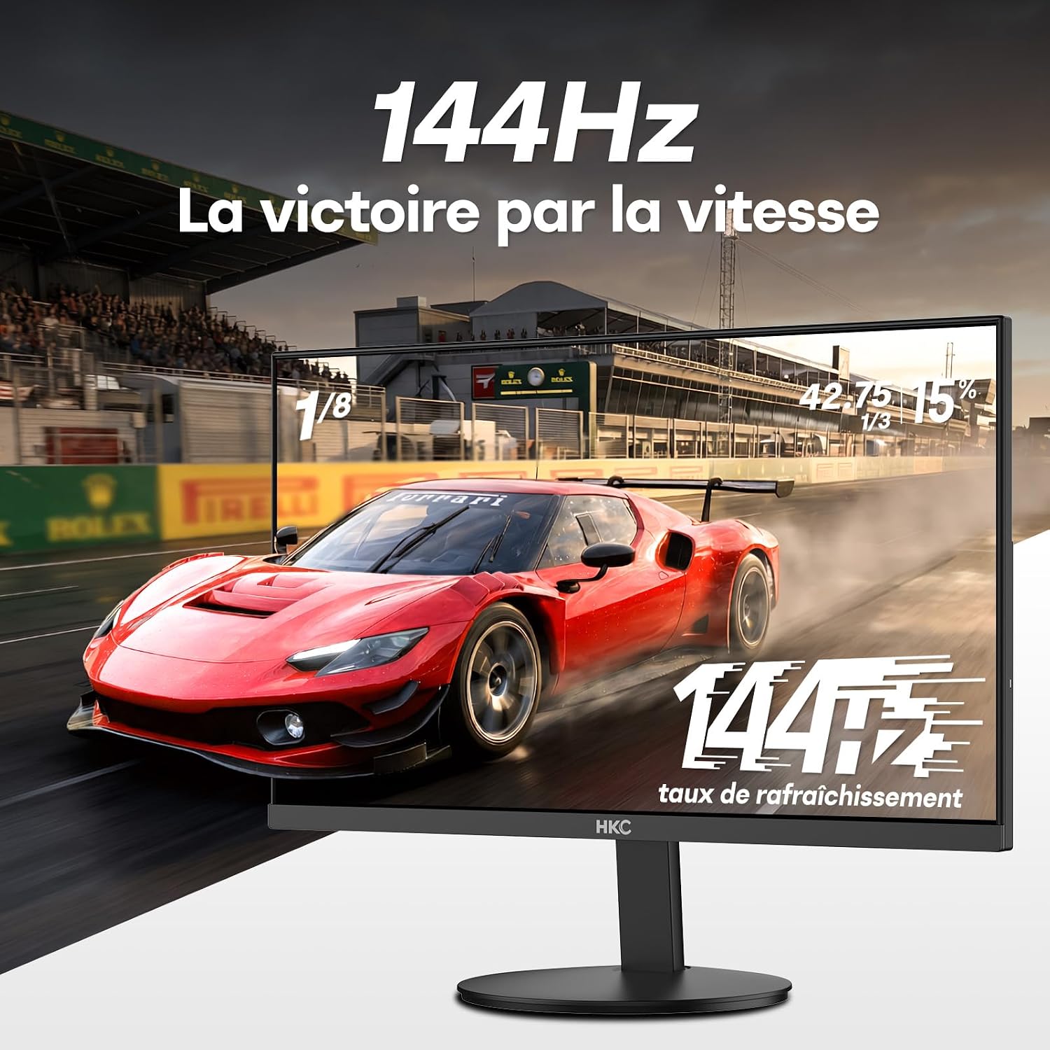 Detalle de HKC Moniteur 27 pouces 144 Hz IPS Full HD 1080p – Adaptive Sync, 99% sRGB, 5 ms, HDMI & VGA, VESA 100×100