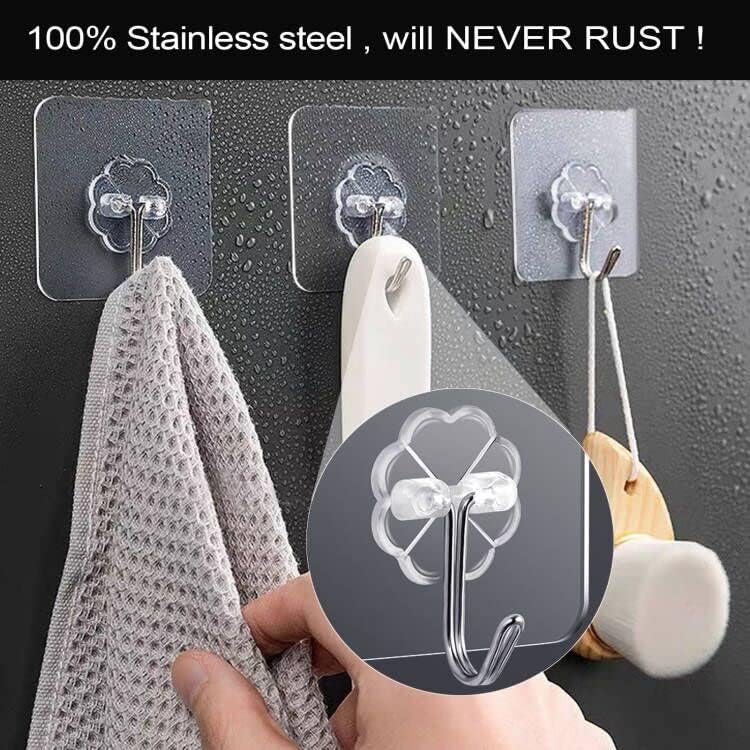 Detalle de ZESLMG Adhesive Wall Hooks, 16-Pack, Clear, 22-Pound Maximum Capacity