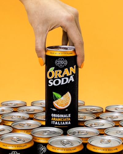 Detalle 2 de Oransoda Bevanda Gassata all'Arancia, 24 Lattine da 33 cl – autentica arancia siciliana in ogni sorso