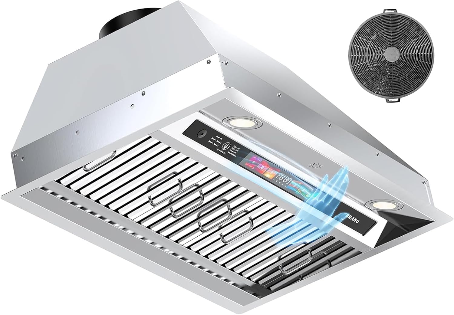 Detalle de BRANO BU09B-V36 36-Inch Range Hood Insert, 900 CFM, Voice and Gesture Control