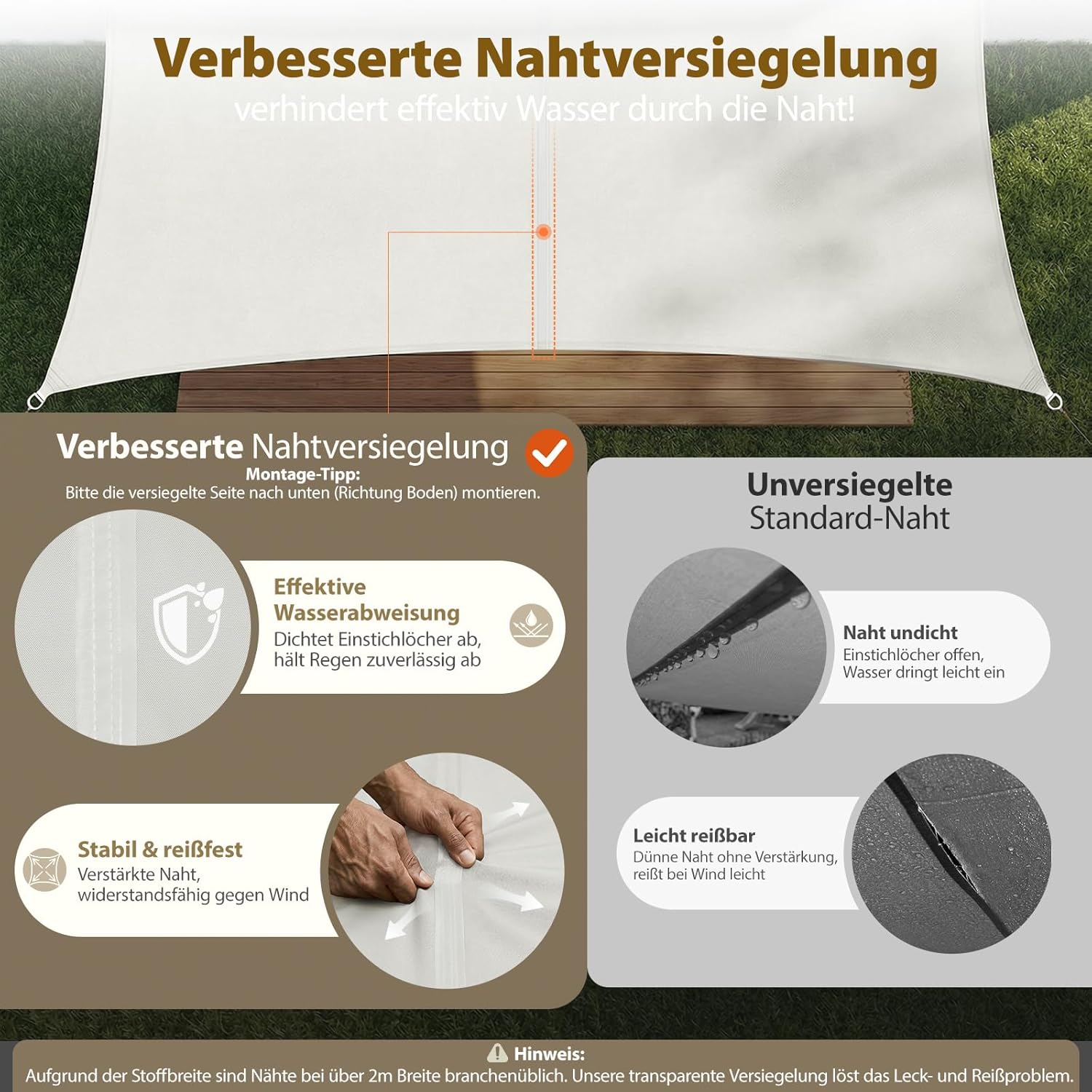 Thumbnail 2 de Sekey Sonnensegel 4x5 m Rechteckig – wasserdicht, UV-beständig und langlebig