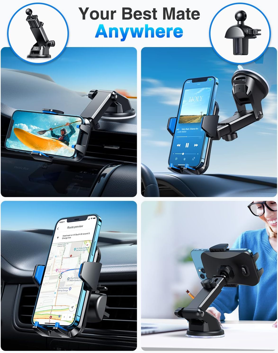 Thumbnail 6 de VANMASS Handyhalterung Auto Lüftung 2026 – 4-in-1 Kfz Halterung mit Saugnapf, verstellbarem Arm & Kratzschutz