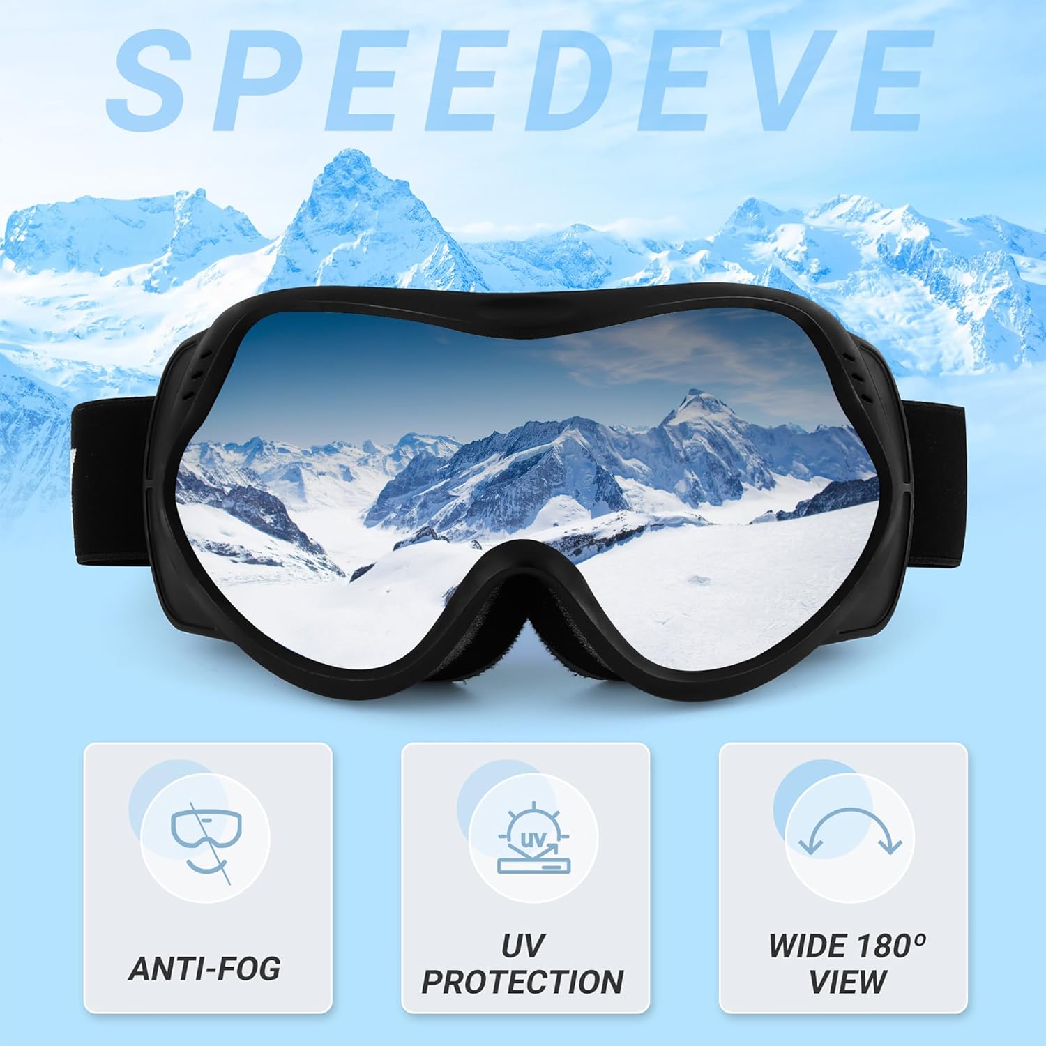 Thumbnail 2 de SPEEDEVE Occhiali da sci maschera da snowboard OTG con protezione UV antiappannamento