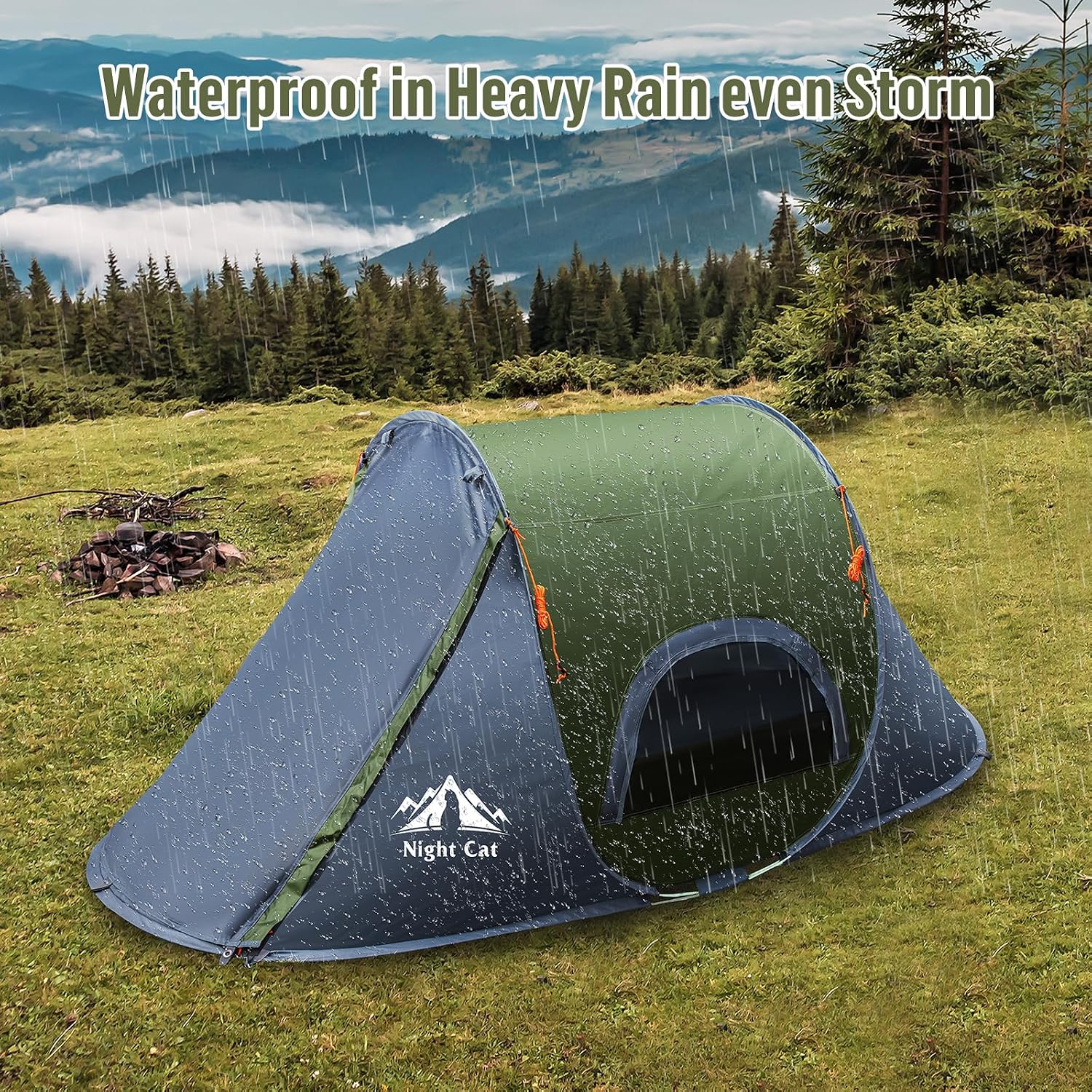 Detalle 1 de Night Cat ZP-32-1P-AGN Pop-Up Tent for One, 2000 mm Waterproof