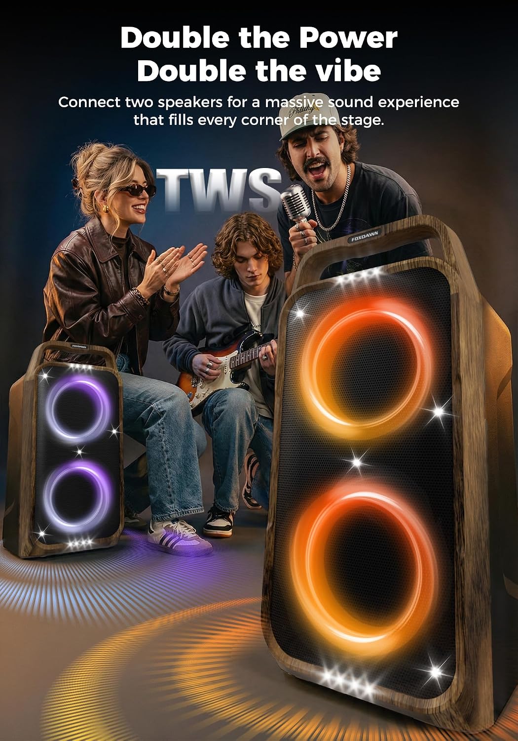 Thumbnail 5 de Foxdawn Portable Bluetooth Speaker: 240W Peak, Deep Bass, LED Light Show