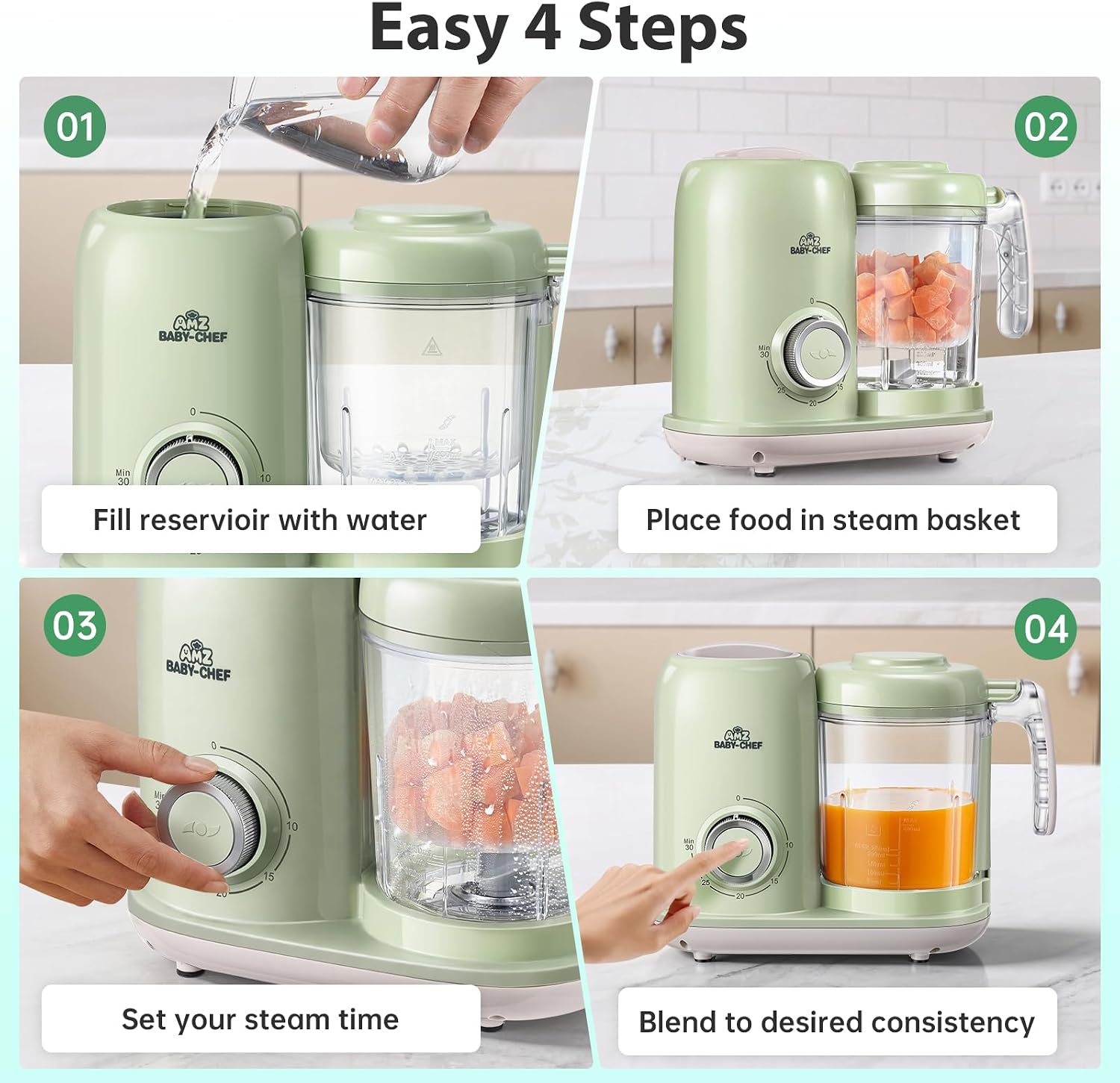 Thumbnail 6 de AMZBABYCHEF BFM002 Baby Food Maker, Steamer and Blender, 400 mL Tritan Cup