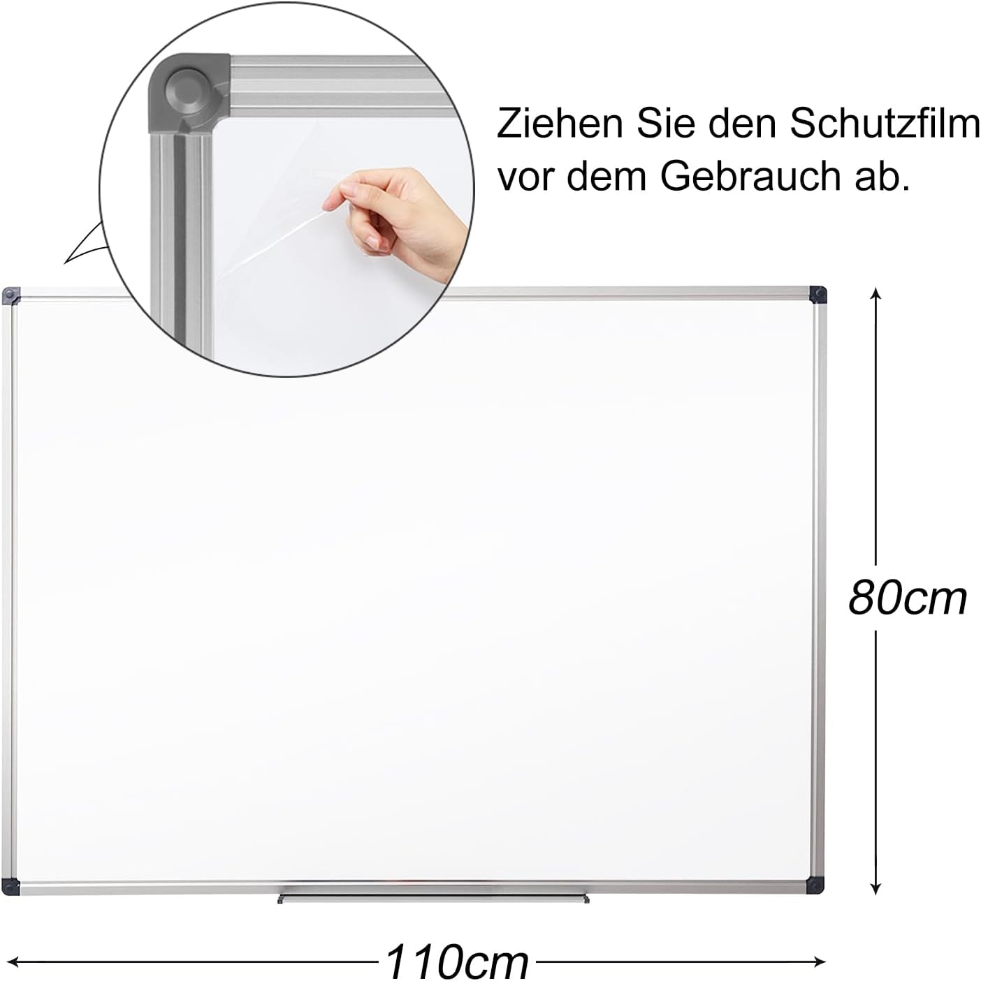 Detalle de XIWODE Magnetische Whiteboard 110x80 cm mit Aluminiumrahmen – Trockenlöschbare Tafel für Büro & Zuhause