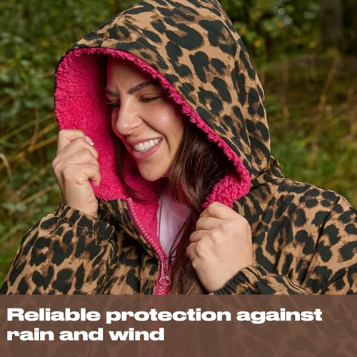 Thumbnail 6 de OHS Women's Changing Robe Jacket, Pink Leopard Print, Waterproof, S/M