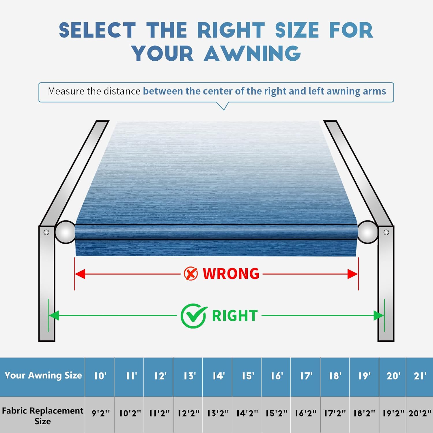 Detalle de RV Awning Fabric Replacement: Heavy Duty 18.5oz Vinyl, 18FT Sapphire Blue Fade