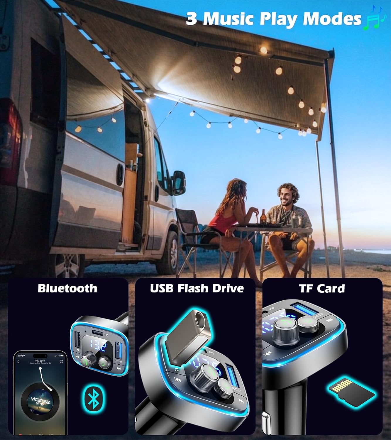 Thumbnail 5 de LIHAN USB C Bluetooth 5.4 Car Adapter — FM Transmitter