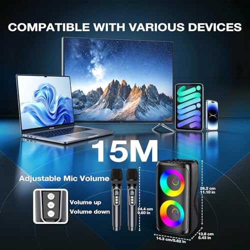 Thumbnail 4 de Dislocati Karaoke Machine 2 with 2 Wireless Microphones — 20W Bluetooth Speaker