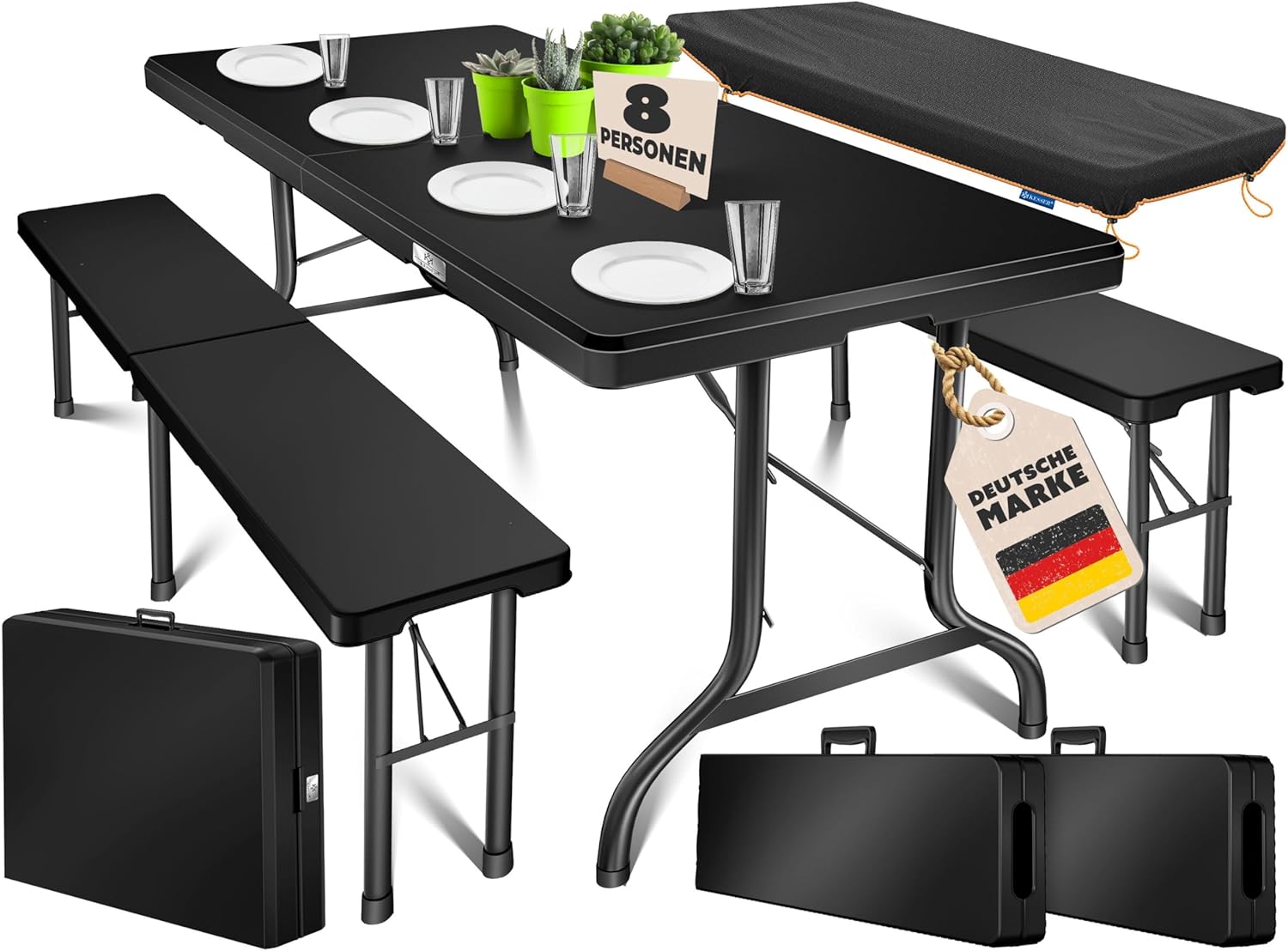 Thumbnail 2 de KESSER Bierzeltgarnitur 3er Set – Klapptisch + 2 Sitzbänke, anthrazit, robust & faltbar
