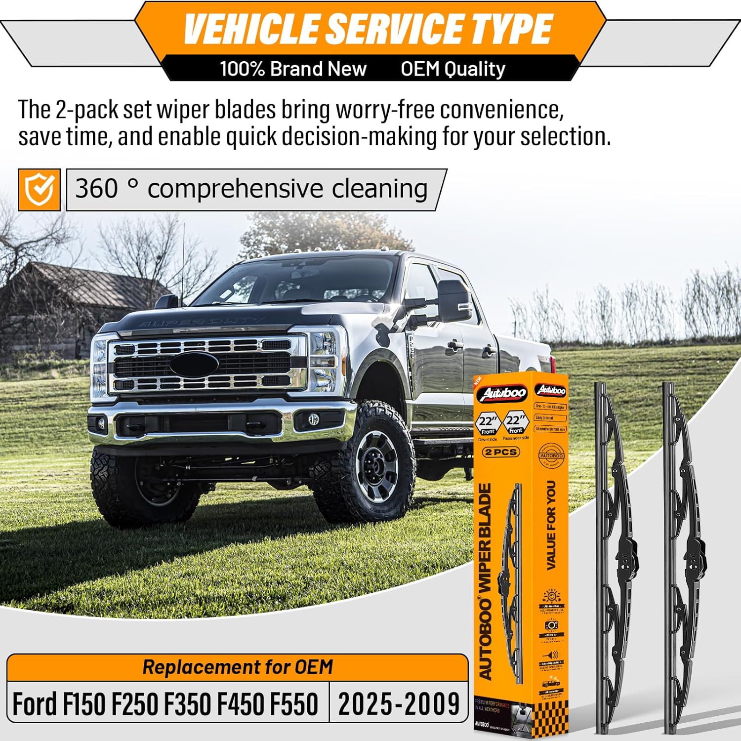 Detalle 2 de AUTOBOO 22"+22" Windshield Wipers for Ford F150