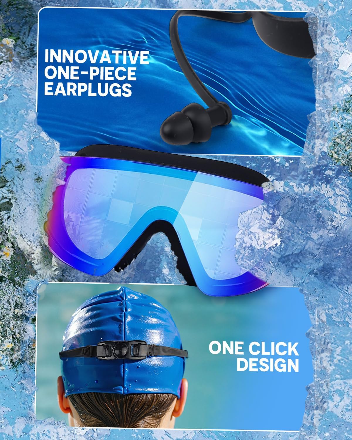 Detalle de Zoomsnail Frameless Swimming Goggles: 180° Wide Vision, Anti‑Fog & Anti‑UV for Adults