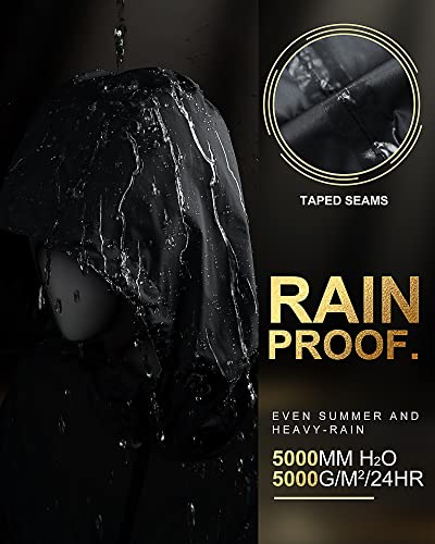 Detalle de 33,000ft Women's Lightweight Packable Waterproof Rain Jacket — Hooded, Long Style (Black, L/14)