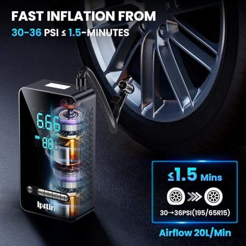 Thumbnail 1 de Ipflin Tyre Inflator Cordless Compressor 150 PSI with Digital Gauge and LED Light