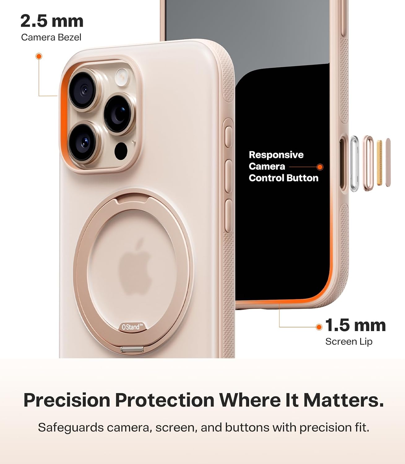 Thumbnail 6 de TORRAS 360 Magnetic Stand for iPhone 16 Pro Max Case with SnapLock MagSafe, Desert Titanium