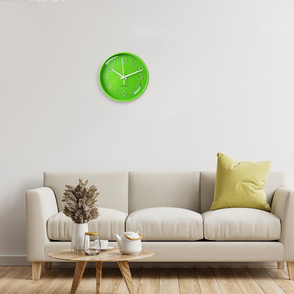 Thumbnail 6 de Aolso Horloge Murale Design Moderne 20 cm – 8 pouces, Silencieuse, Cadran Vert