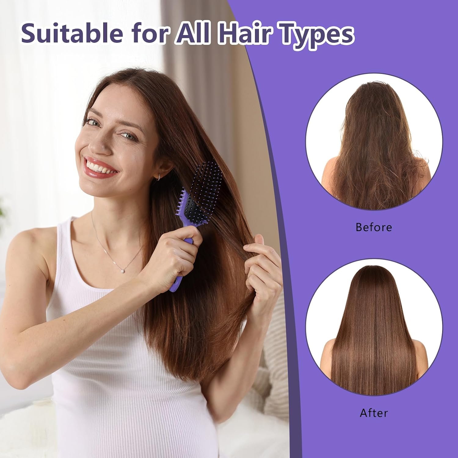 Thumbnail 5 de Purple Curly Hair Brush Set