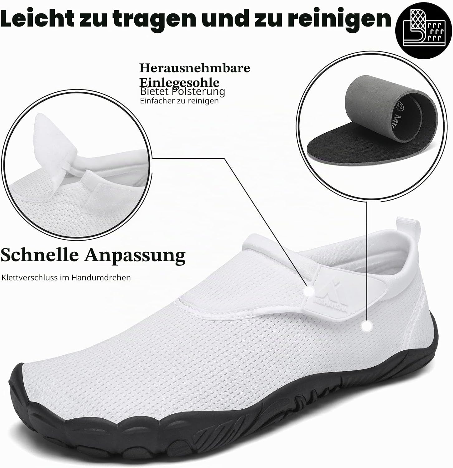 Detalle de Mishansha Badeschuhe – Unisex Aquaschuhe, atmungsaktiv & schnelltrocknend, EU 36–46