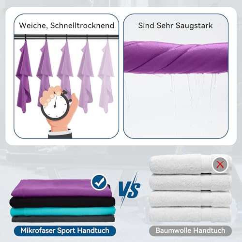 Thumbnail 4 de Novent Fitness Handtuch-Set aus Mikrofaser 120×50 cm mit Reißverschluss-Tasche (2er Set)