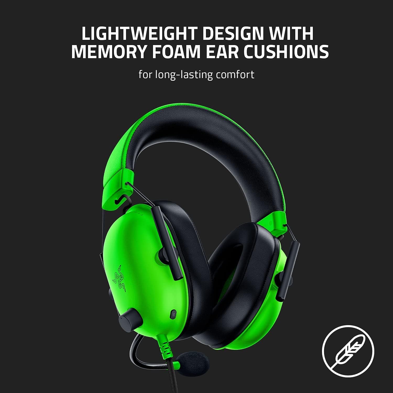 Detalle 1 de Razer BlackShark V2 X Green RZ04-03240600-R3M1 ゲーミングヘッドセット 3.5mm接続・240g