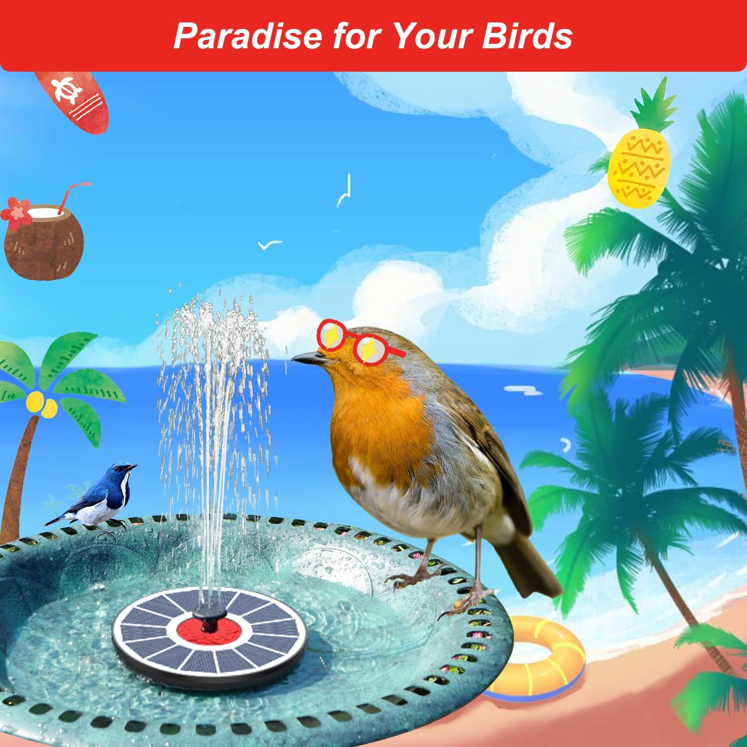 Thumbnail 6 de SZMP Solar Fountain Glass Panel with Flower — 3.5W Solar Powered Bird Bath Fountain