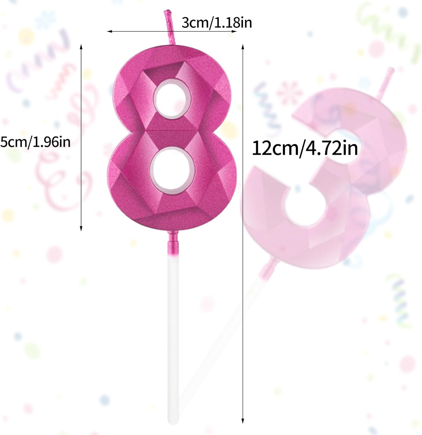 Thumbnail 1 de Yiran 3D Hot Pink Geburtstagskerzen (Ziffern 1 und 5) – Kuchendeko für Party & Torte