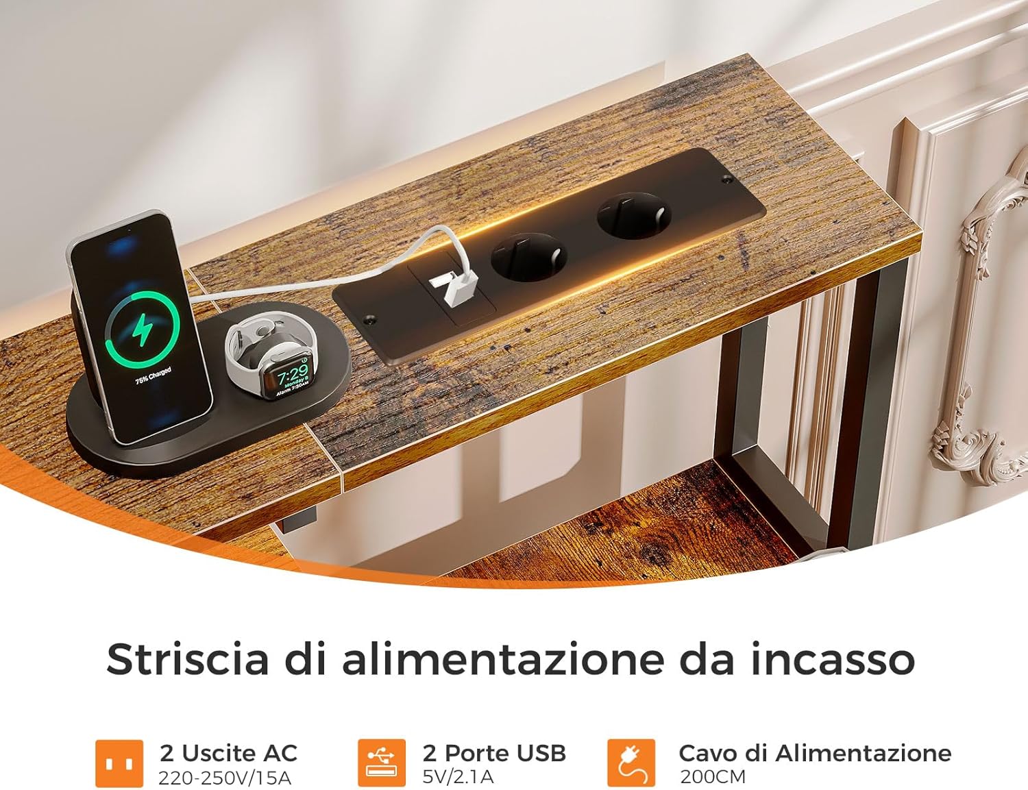 Thumbnail 6 de Coleshome Scrivania Gaming con LED e Prese, 140x48cm: scrivania reversibile con vassoio tastiera e supporto monitor