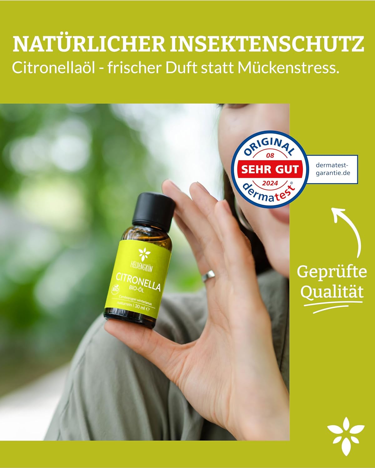Thumbnail 1 de Heldengrün® BIO Citronellaöl (100% naturrein) – ätherisches Zitronellaöl gegen Mücken