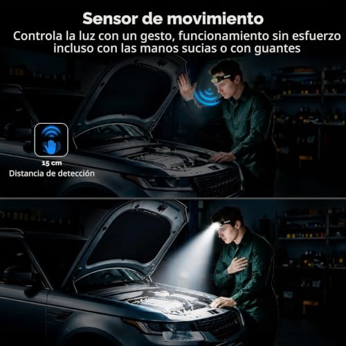 Thumbnail 3 de Blukar 2026 Gen 2, linterna frontal LED recargable con 10 modos y sensor