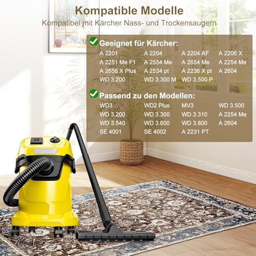 Detalle 2 de 5 Stück WD3 Staubsaugerbeutel für Kärcher 6.959-130.0 von Fishoney – kompatibel mit WD3/SE4001/SE4002