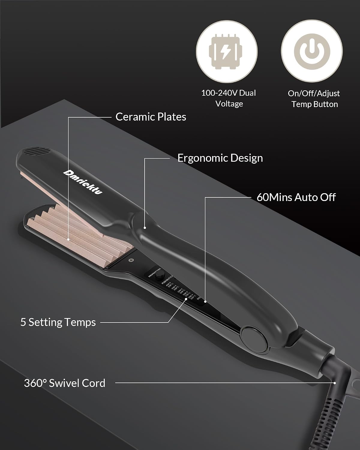 Detalle 2 de Dmriektu Hair Crimper 5-temp