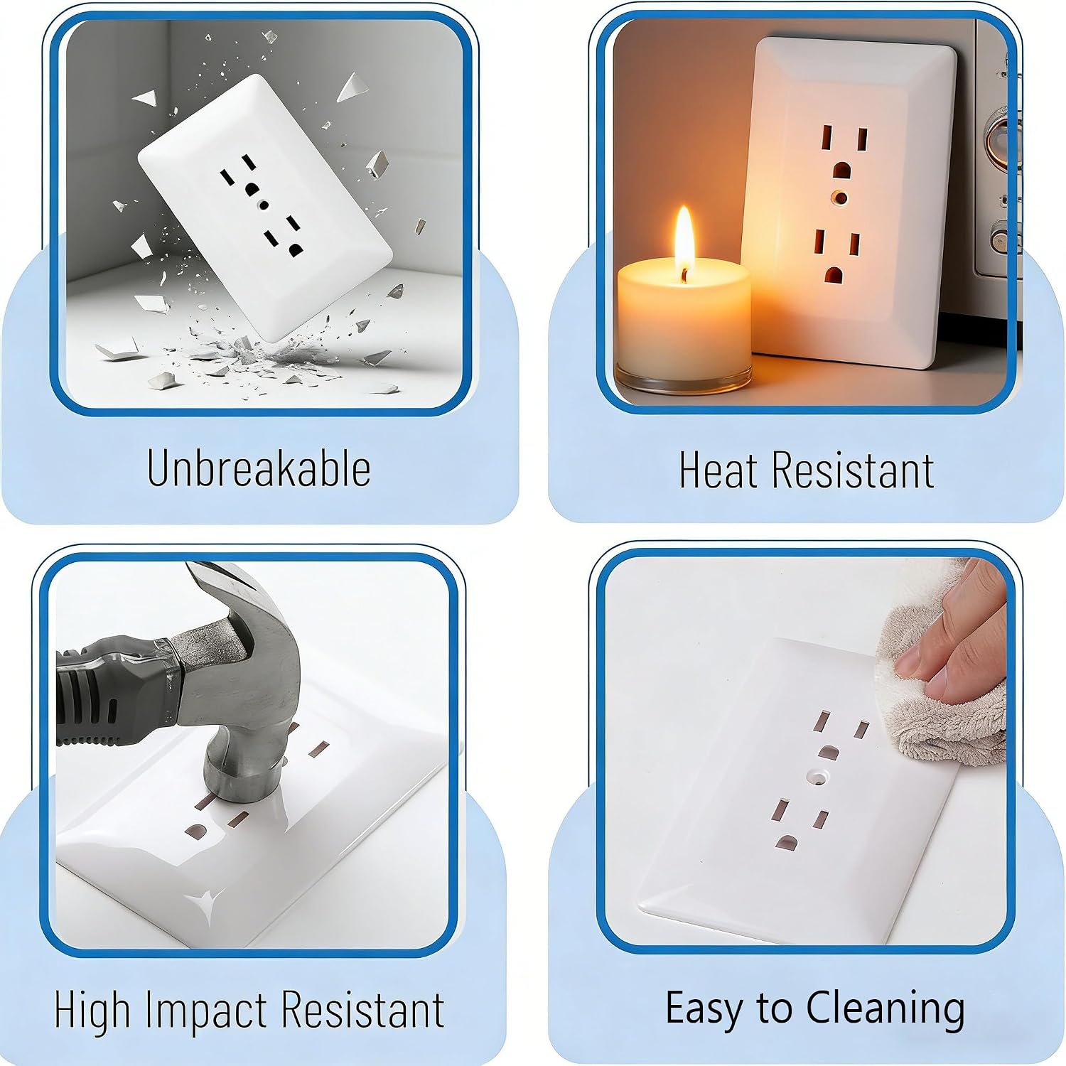 Detalle 2 de ZEFTV Outlet Covers Wall Plate 20 Pack, Glossy White Polycarbonate Duplex Plates