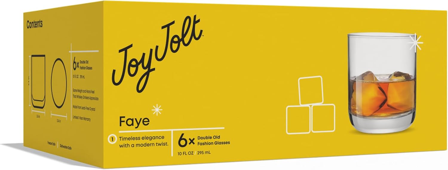 Thumbnail 5 de JoyJolt Faye Crystal Lowball Glasses 10 oz 🥃