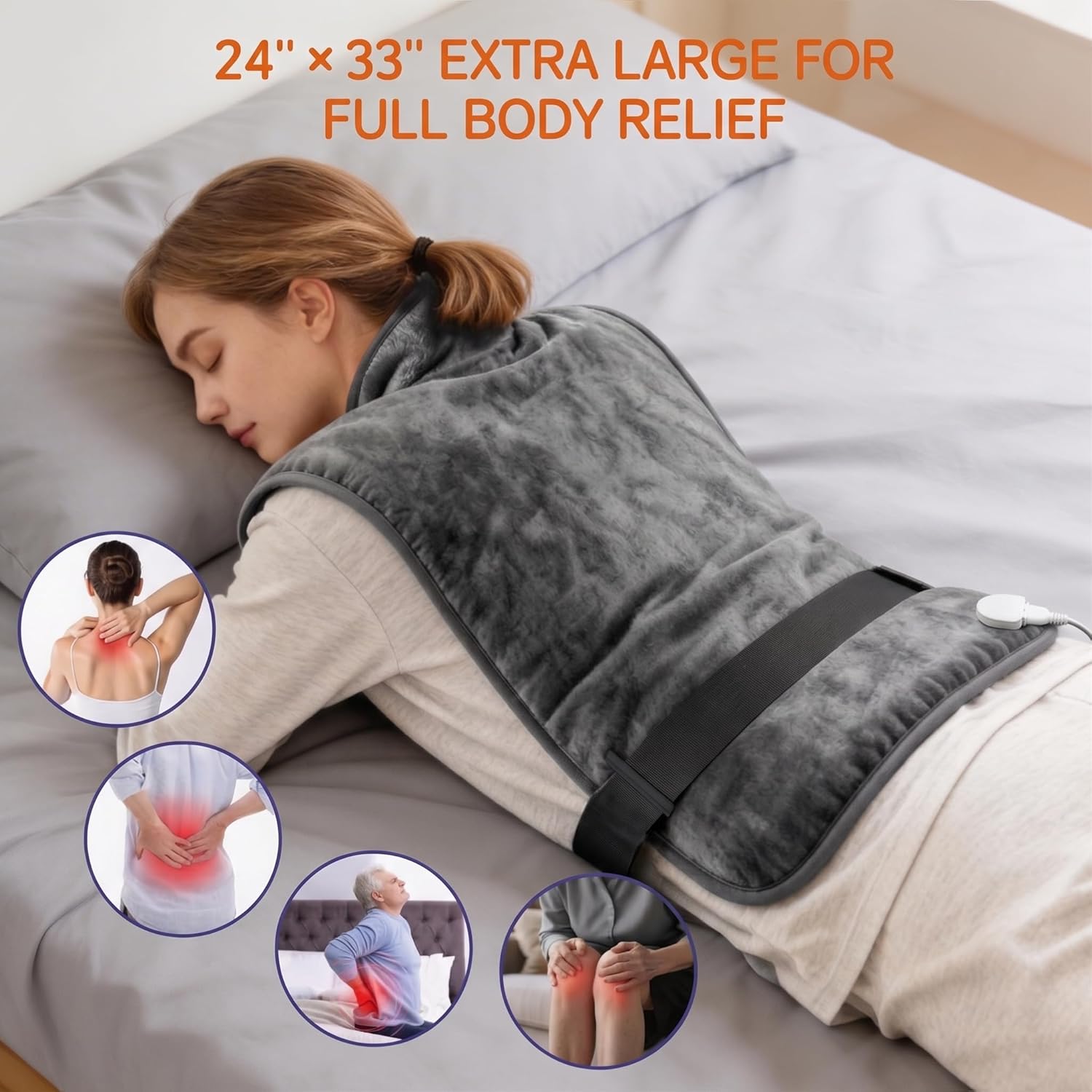 Thumbnail 1 de Heating Pad for Back: 24" x 33" Weighted Wearable Wrap for Neck, Shoulders, and Back
