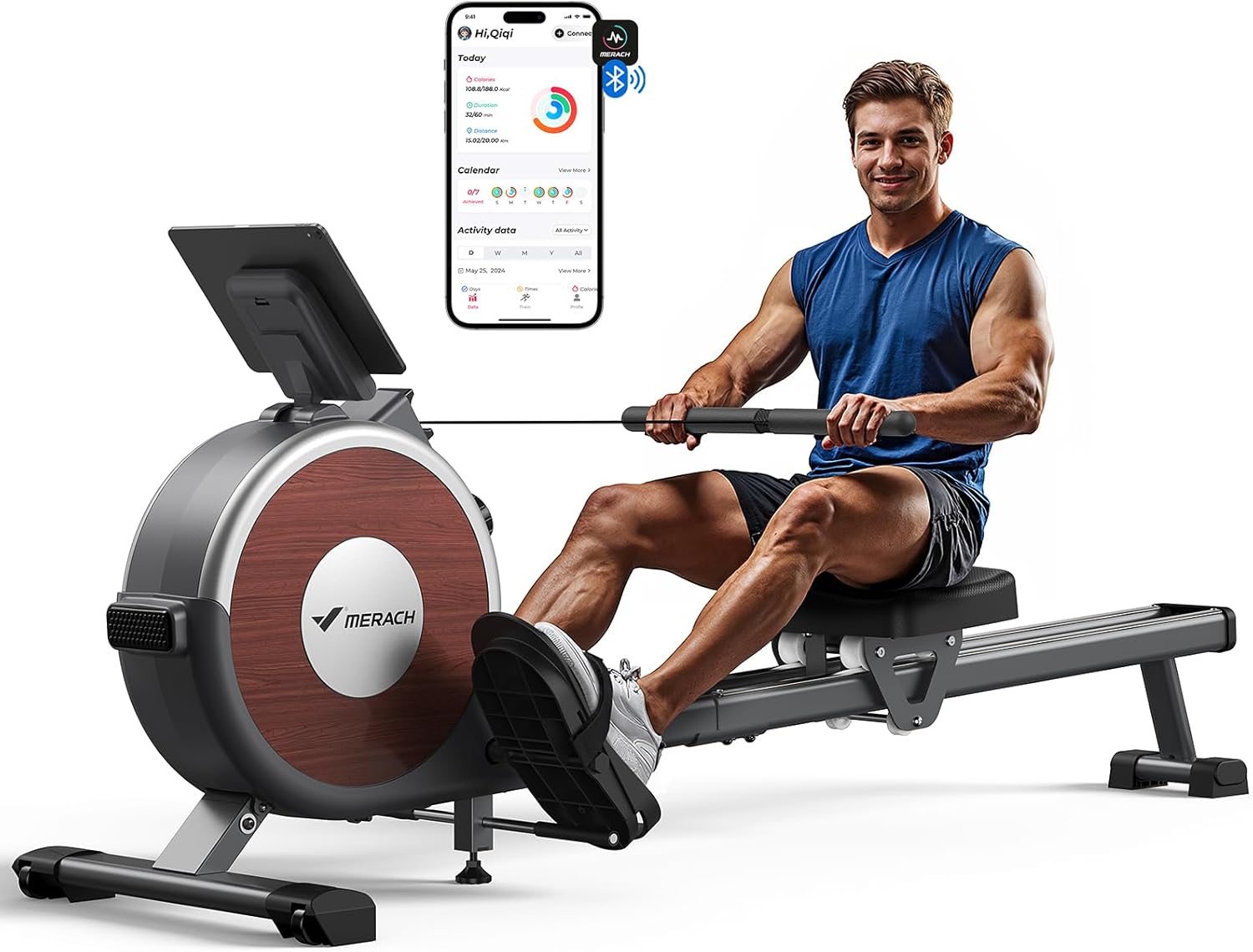 Detalle de MERACH Máquina de Remo para Casa 158 kg