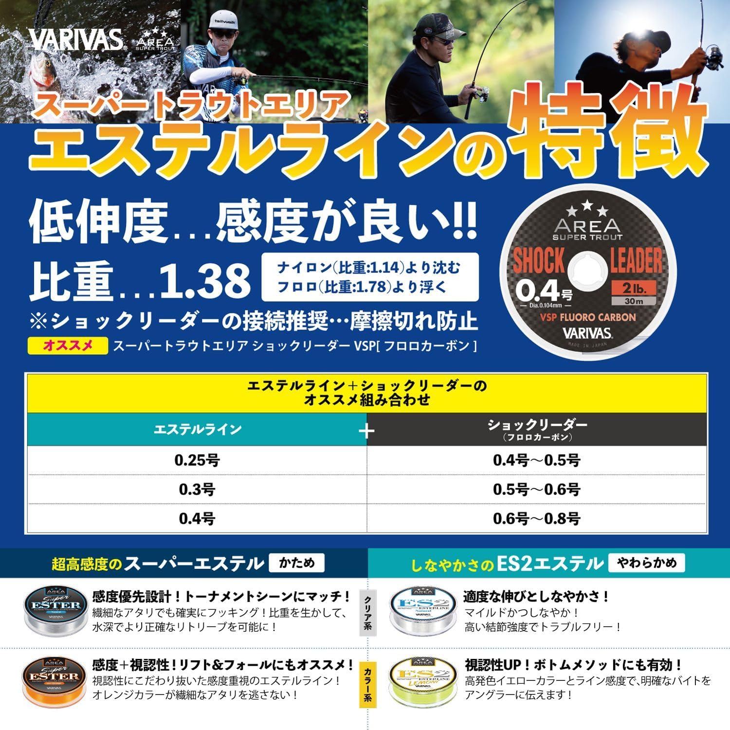 Detalle de バリバス スーパートラウトエリア ES2 エステルライン 0.2号・80m ナチュラル
