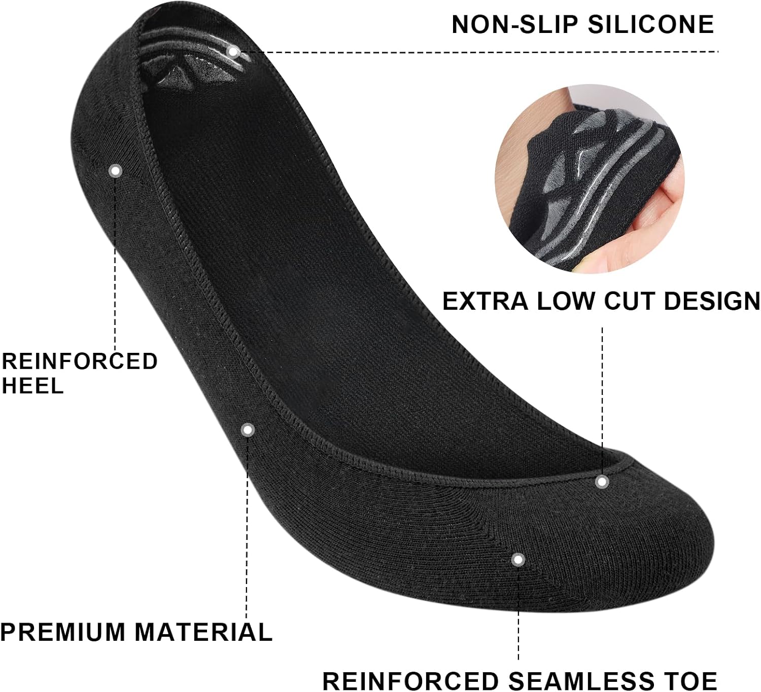 Detalle de Blu Ninfee No Show Socks for Women (Invisible Liner Multipack) – Low Cut Cotton Shoe Socks, 5 Pairs