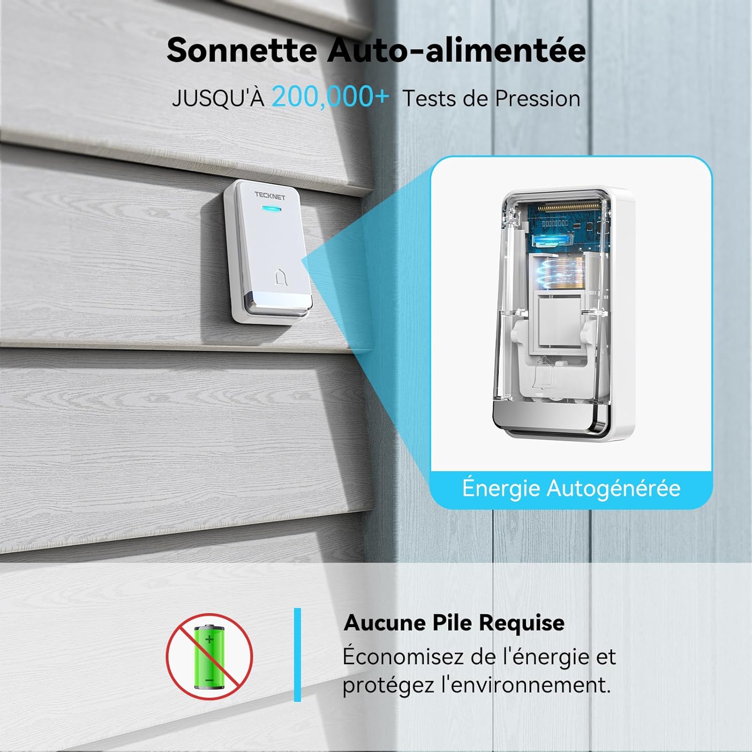 Thumbnail 2 de TECKNET Sonnette sans Fil 400 Mètres