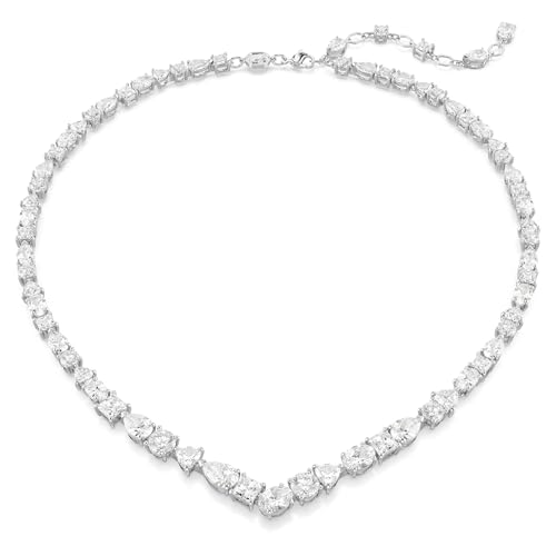 Detalle de Conjunto Mesmera de Swarovski: collar y pendientes en blanco con baño de rodio (tallas mixtas)
