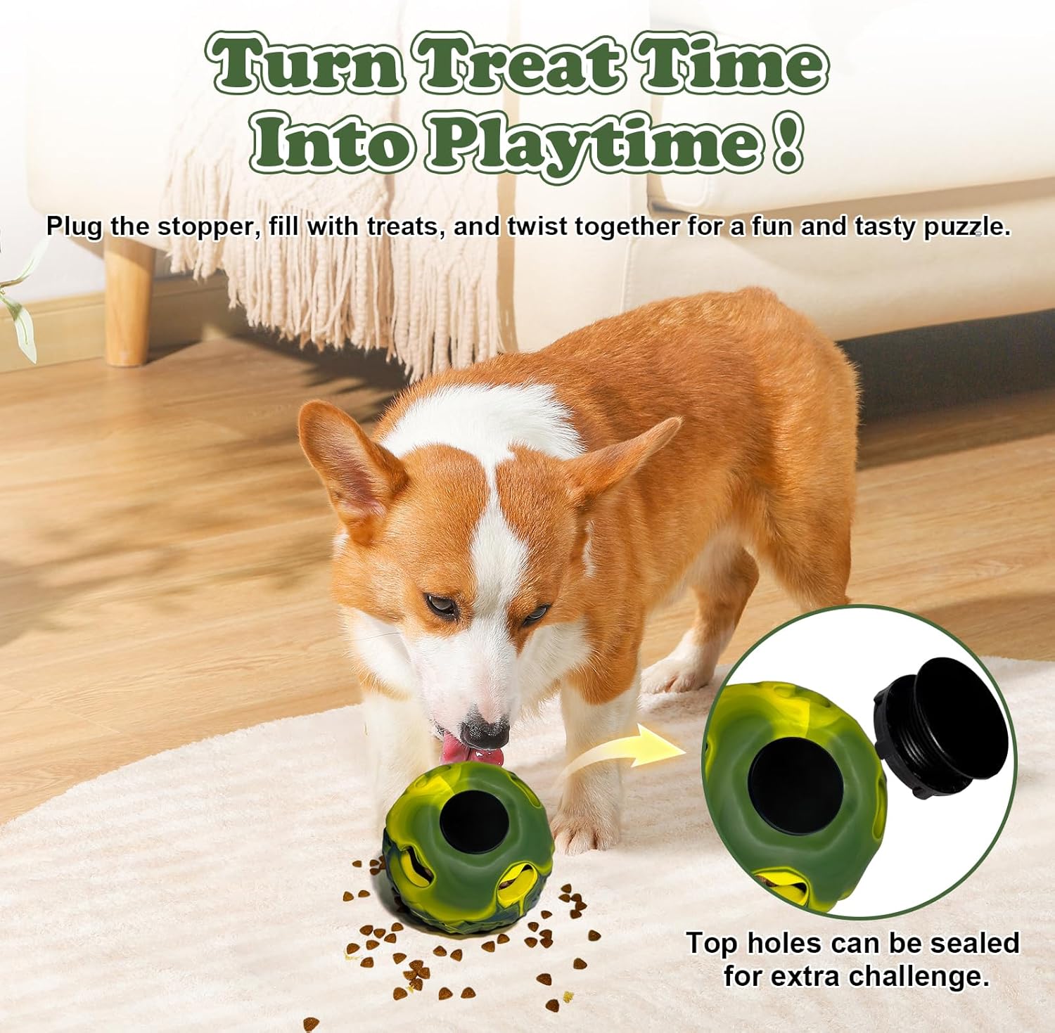 Thumbnail 2 de Freezeball Dog Toys 5-in-1 frozen treat puzzle for large dogs (Green, Small)