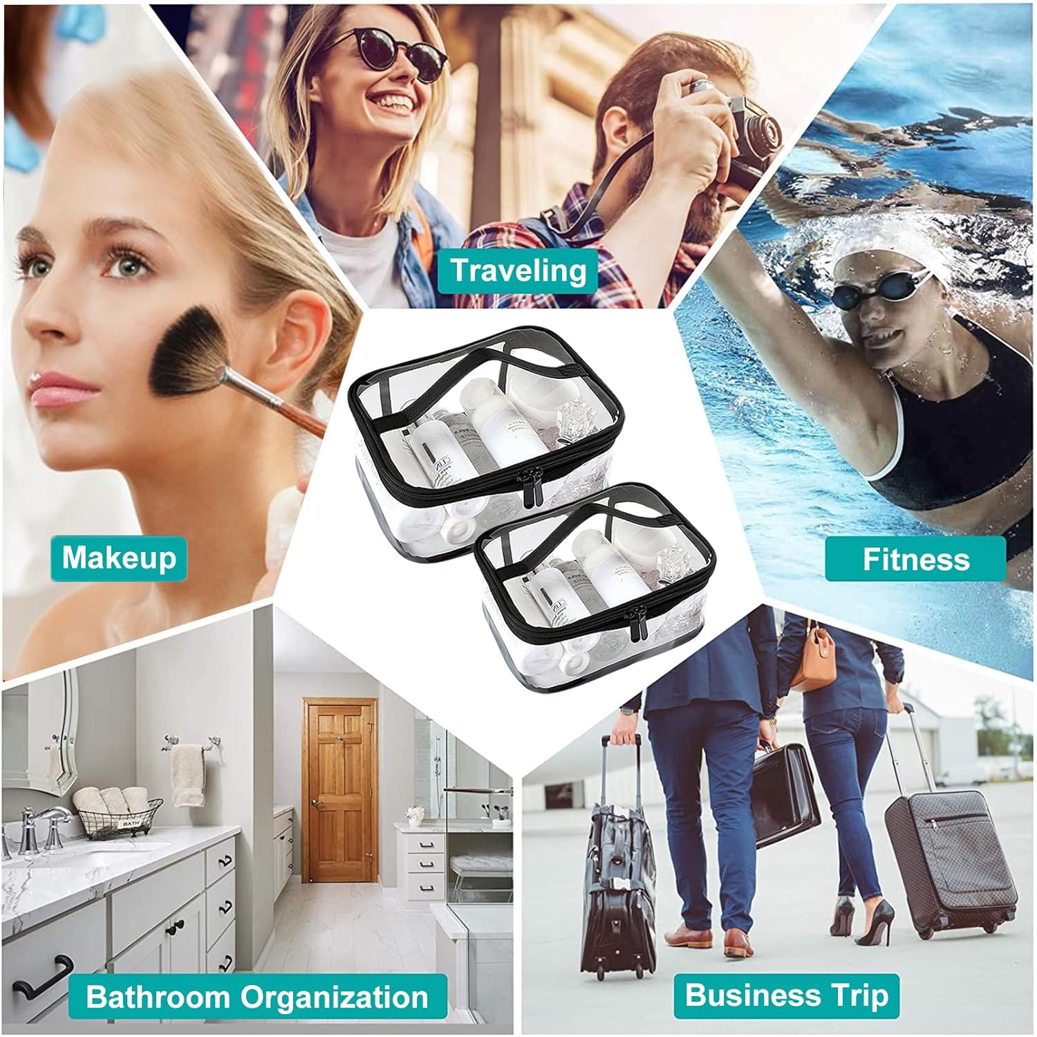 Thumbnail 4 de Kememo Clear Toiletry Bag 2PCS, transparent travel pouch